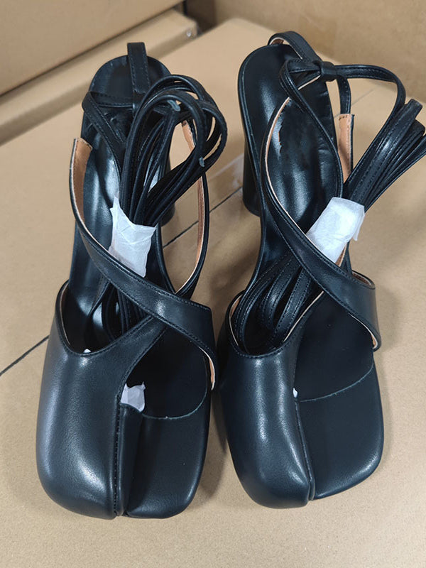 red block heel strappy sandals — view 12