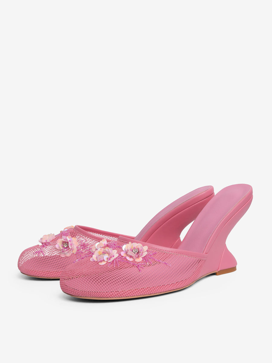 purple round toe wedge sheer sandals — view 4