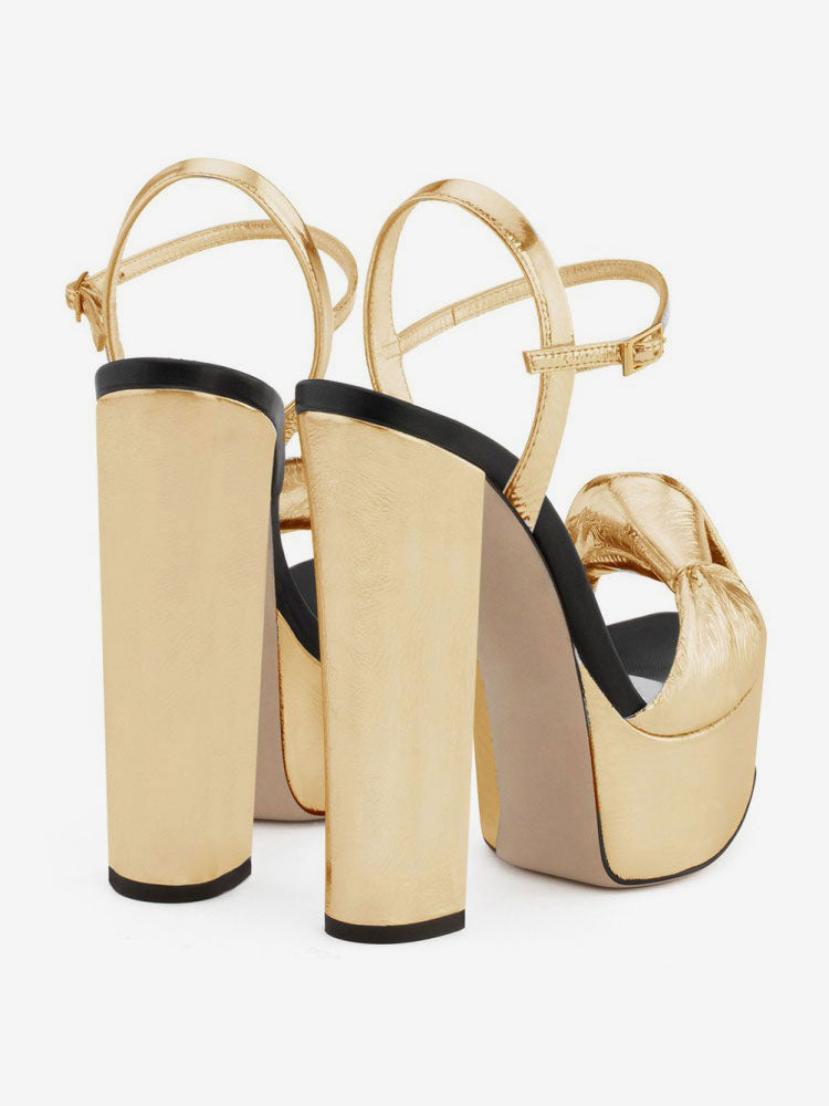 Gold Platform Block Heel Sandals — view 2