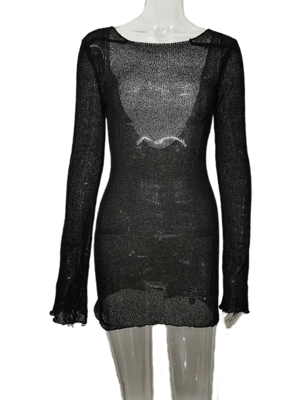 black long sleeve beach cover up — view 11