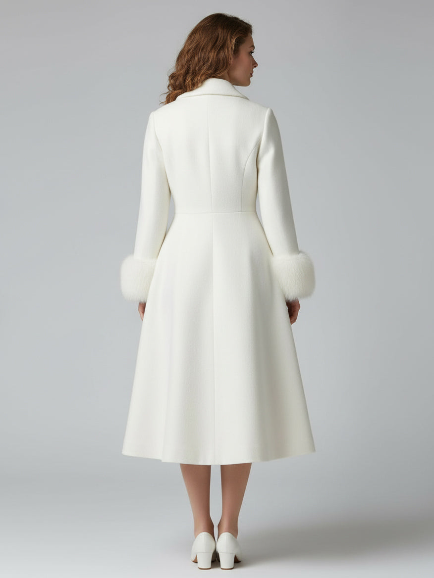 White Faux Fur Midi Coat — view 2