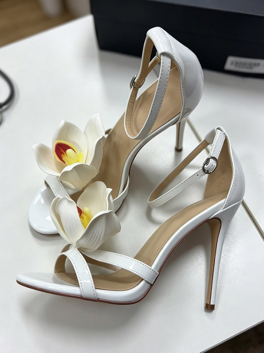 Green Open-Toe Satin Heels — view 9