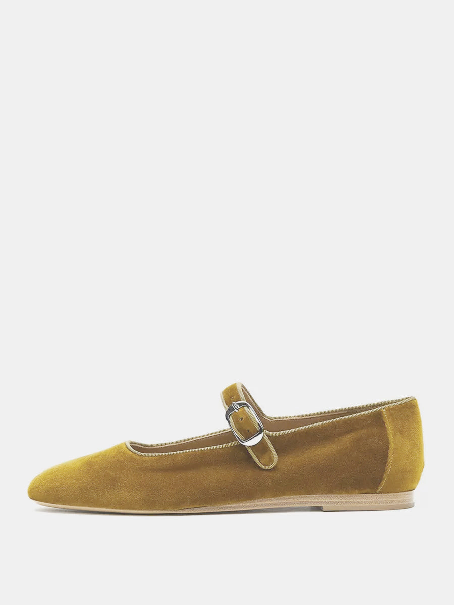 green round toe velvet ballet flats — view 11