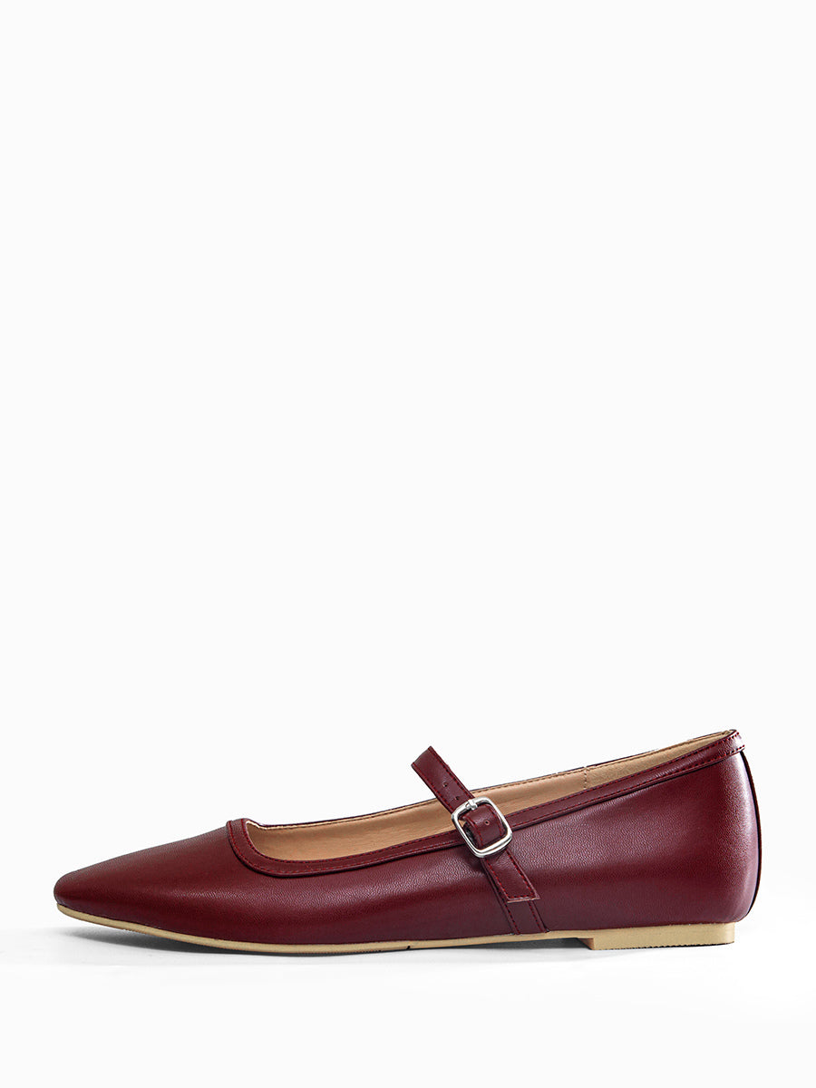 Gold Square-Toe Buckle Ballet Flats — view 2