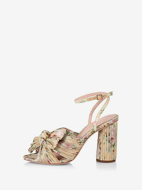 Gold Block Heel Bow Detail Sandals — view 6