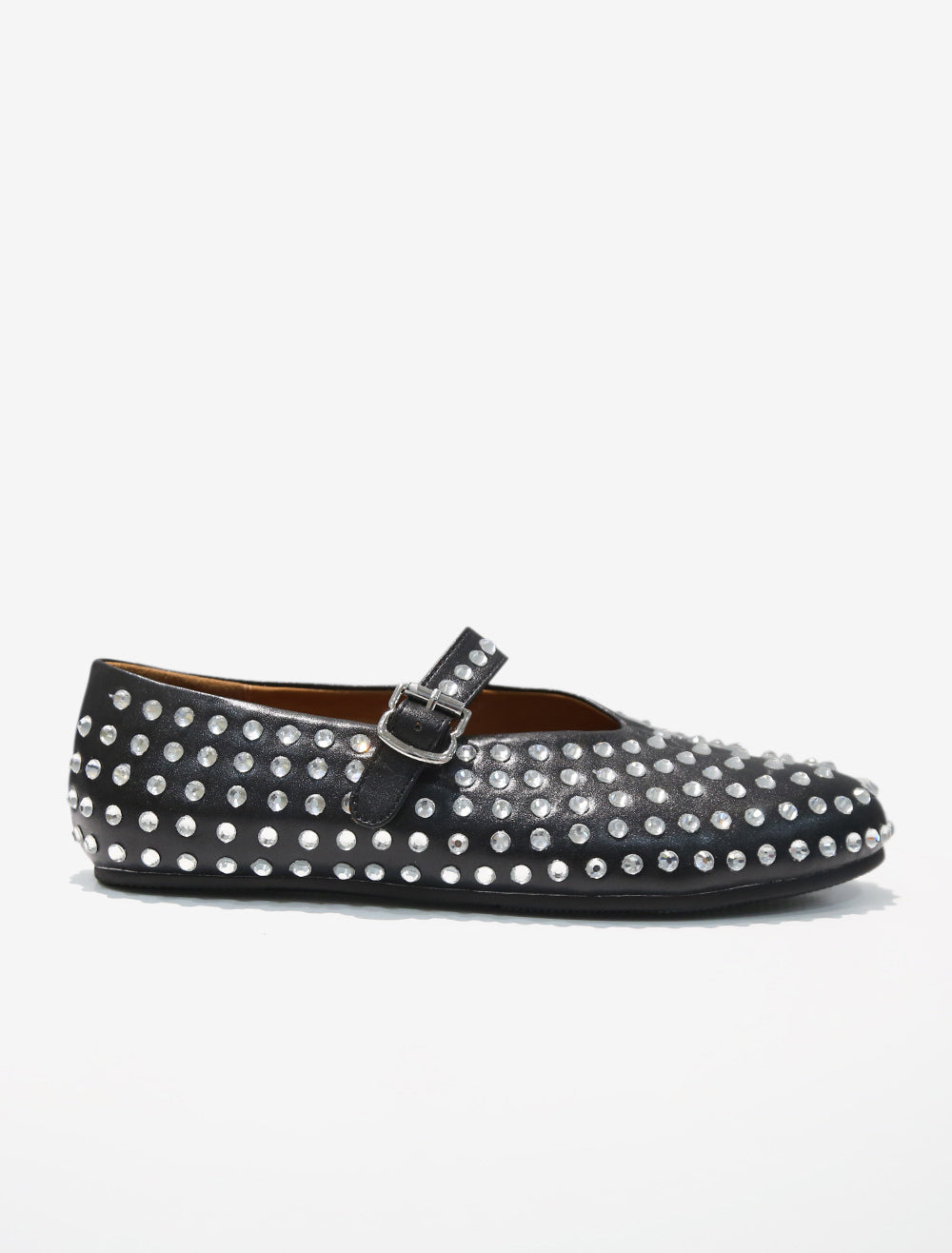 Red Round-Toe Embellished Ballet Flats — view 1