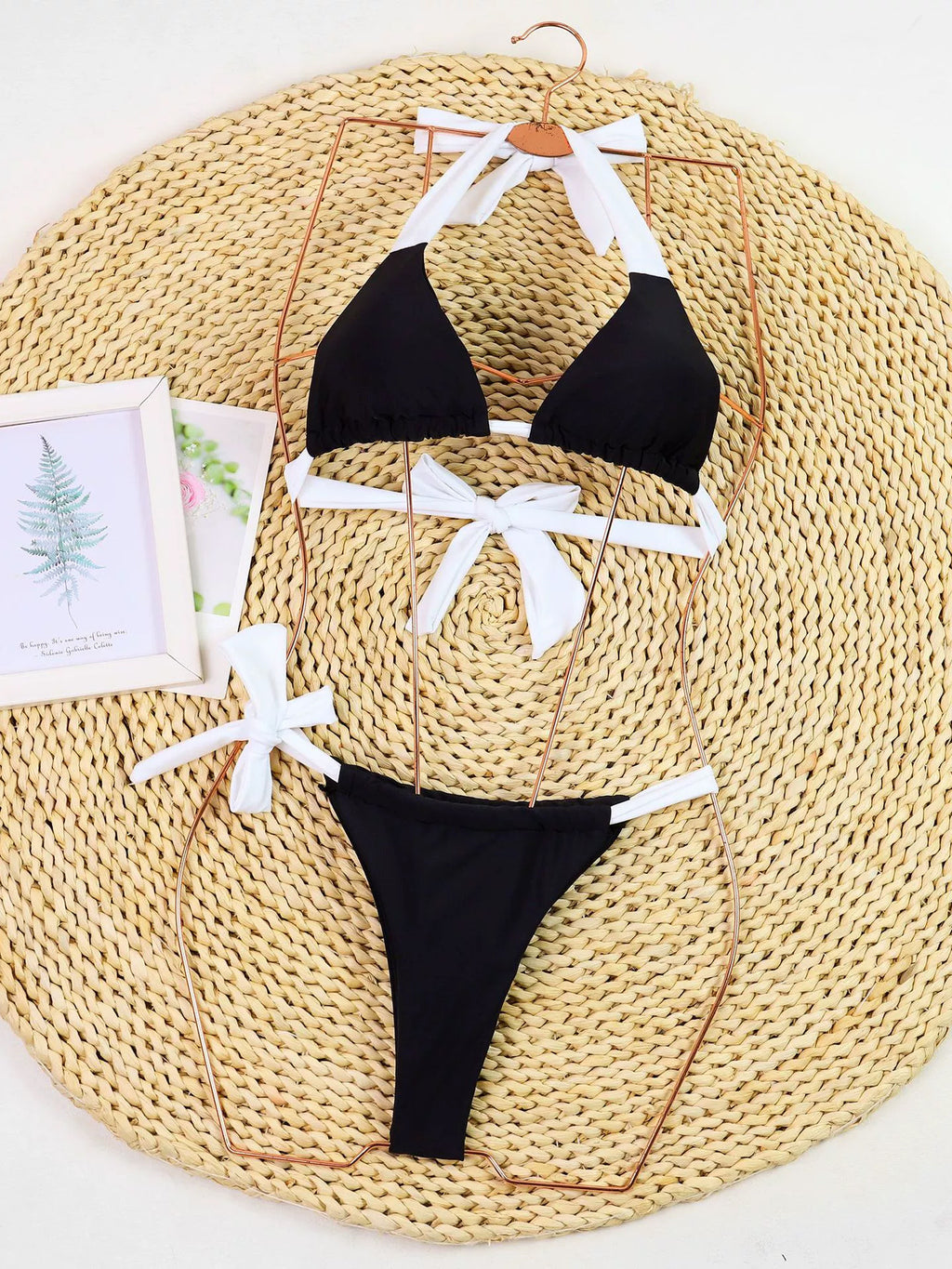 black halter neck two piece set — view 6