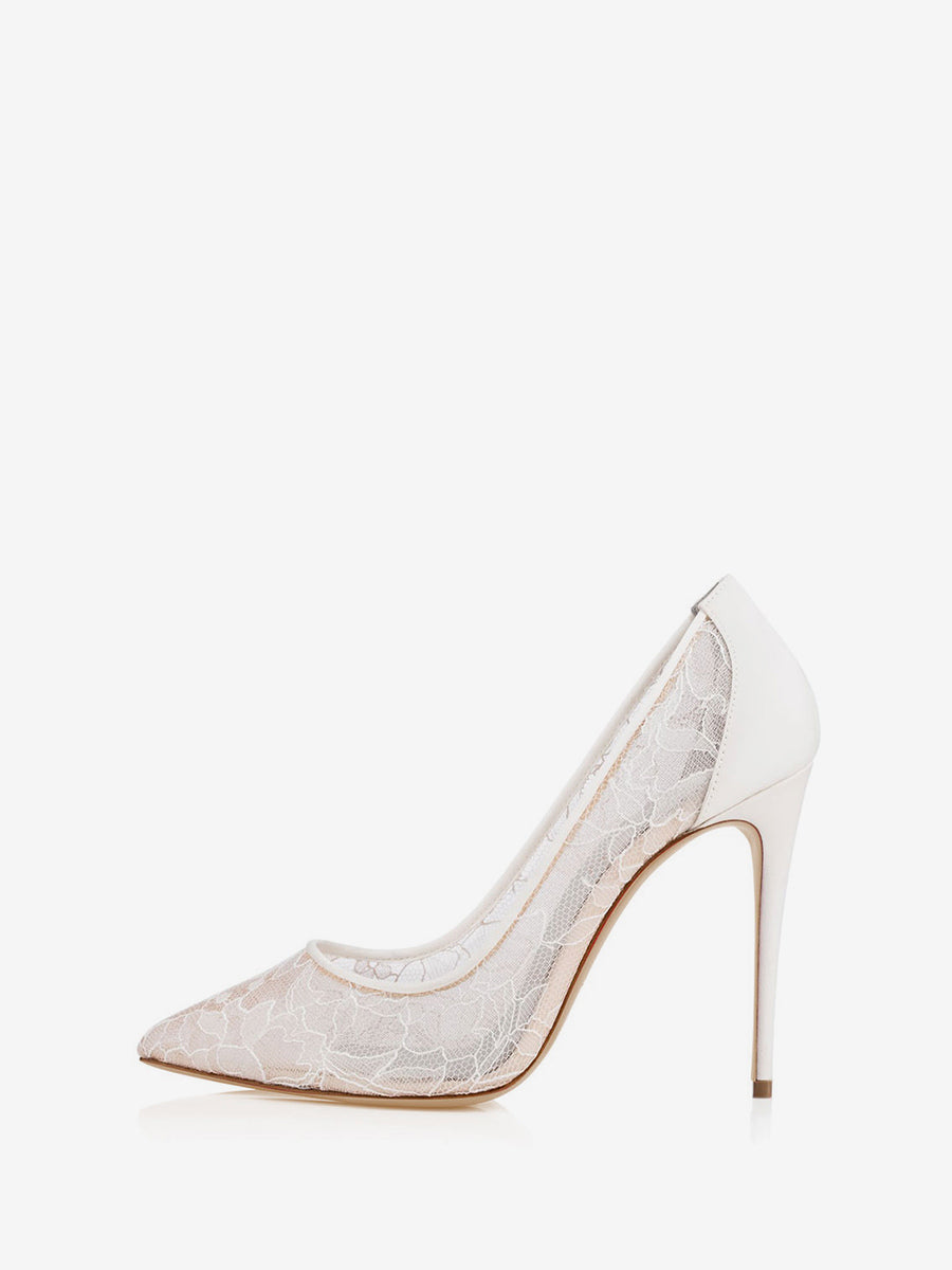 Black Stiletto Lace Court Shoes — view 2