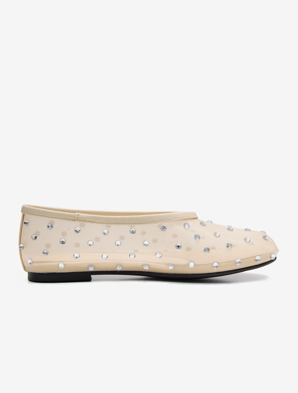 Apricot Round-Toe Embellished Sheer Ballet Flats — view 3
