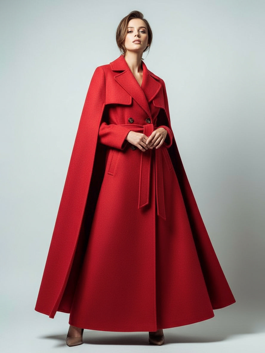 Green Belted Double-Breasted Maxi Coat — view 11