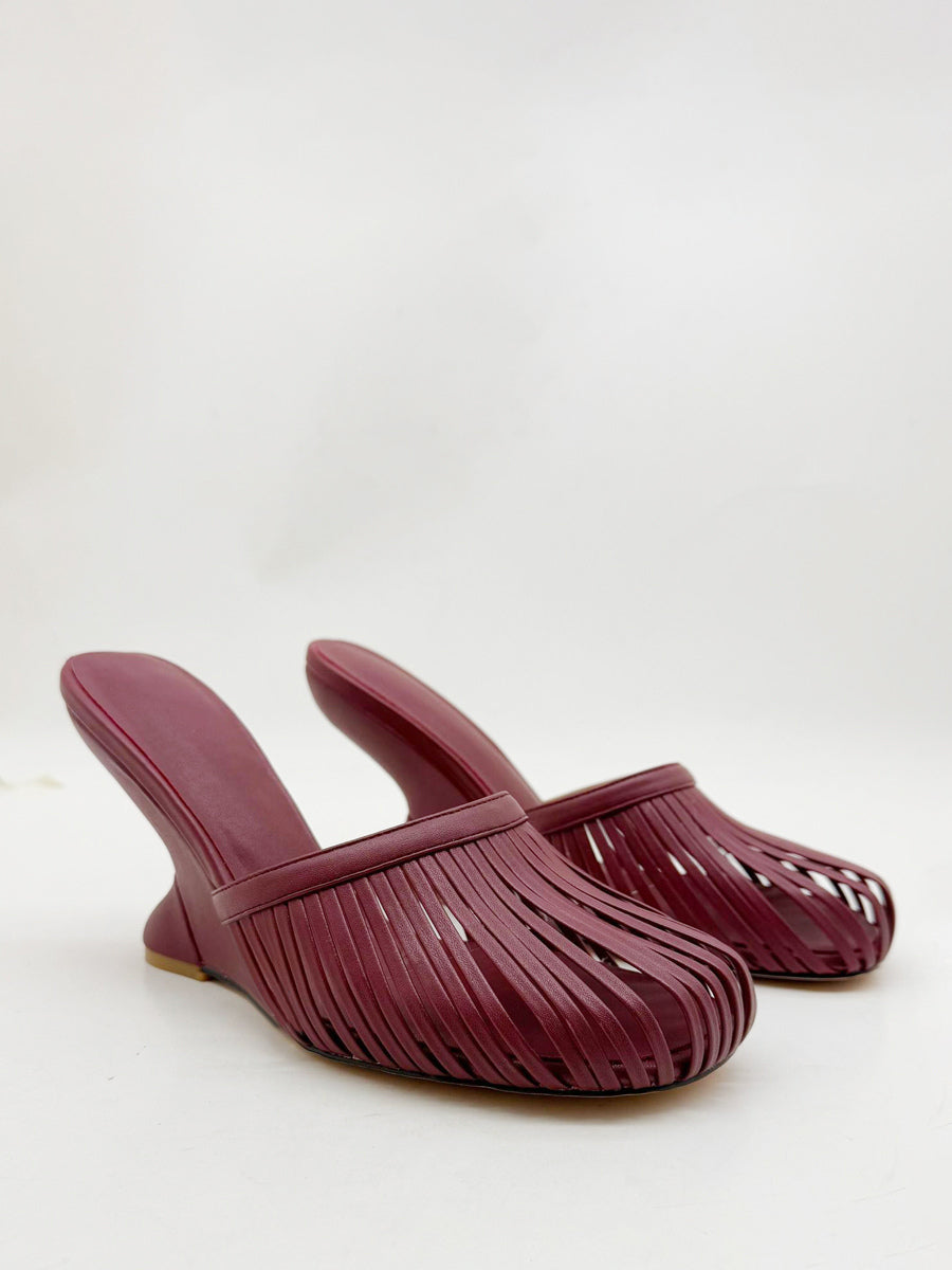 Gold Round-Toe Cut-Out Wedge Sandals — view 2