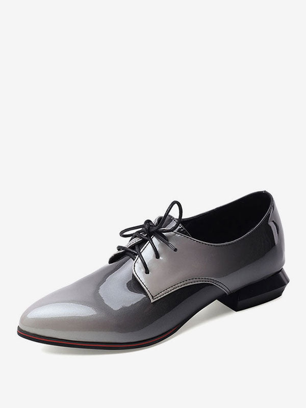 Purple Pointed-Toe Lace-Up Loafers — view 2