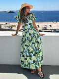 Green Ruffle Floral Longline Swimsuit — view 1