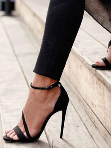Black Open-Toe Strappy Sandals — view 2