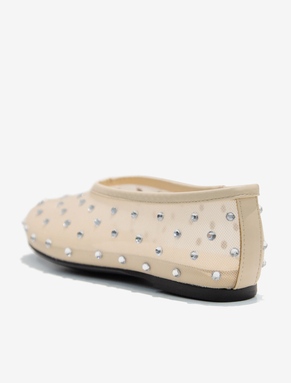 apricot round toe embellished sheer ballet flats — view 2