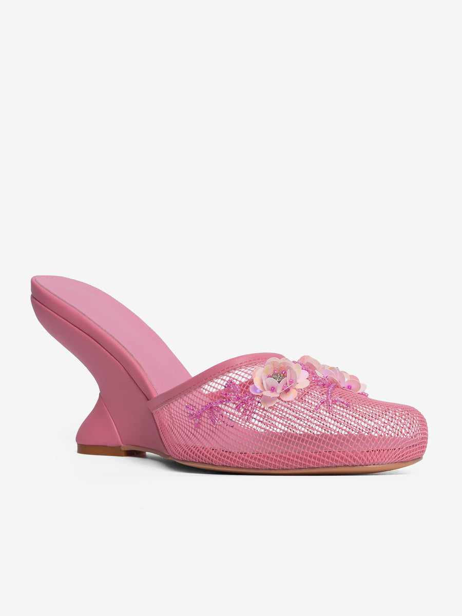 purple round toe wedge sheer sandals — view 8