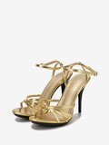 Gold Stiletto Strappy Sandals — view 5