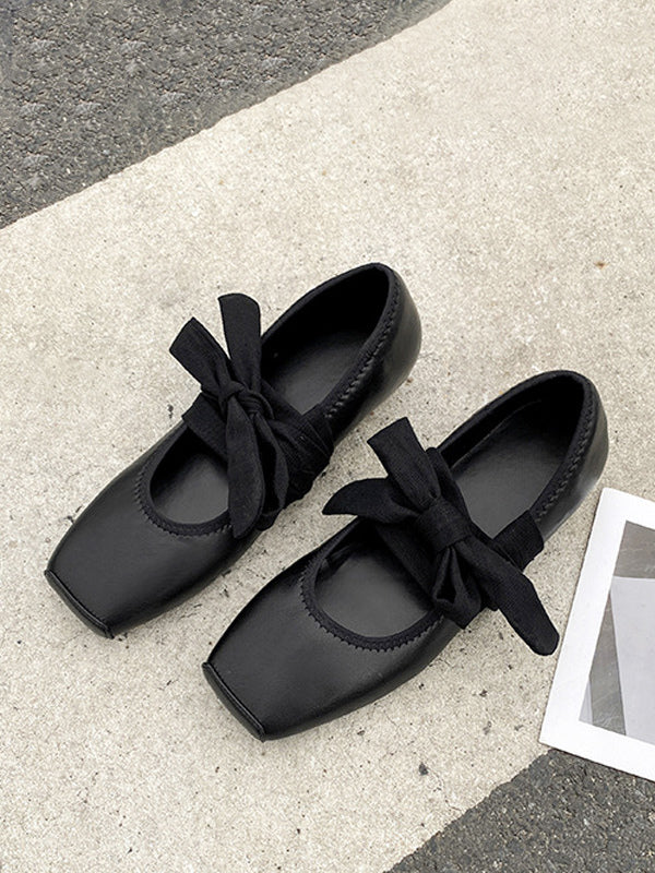 apricot square toe lace up ballet flats — view 11