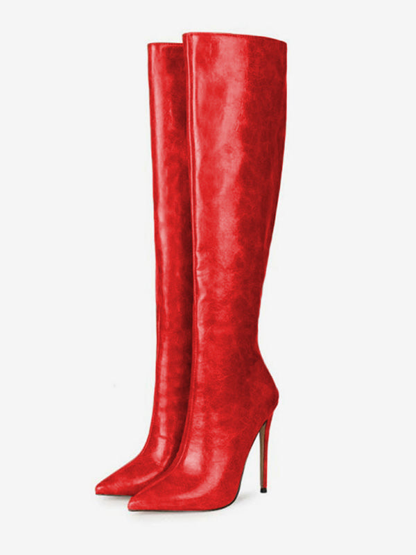 Pewter Pointed-Toe Stiletto Knee-High Boots — view 7