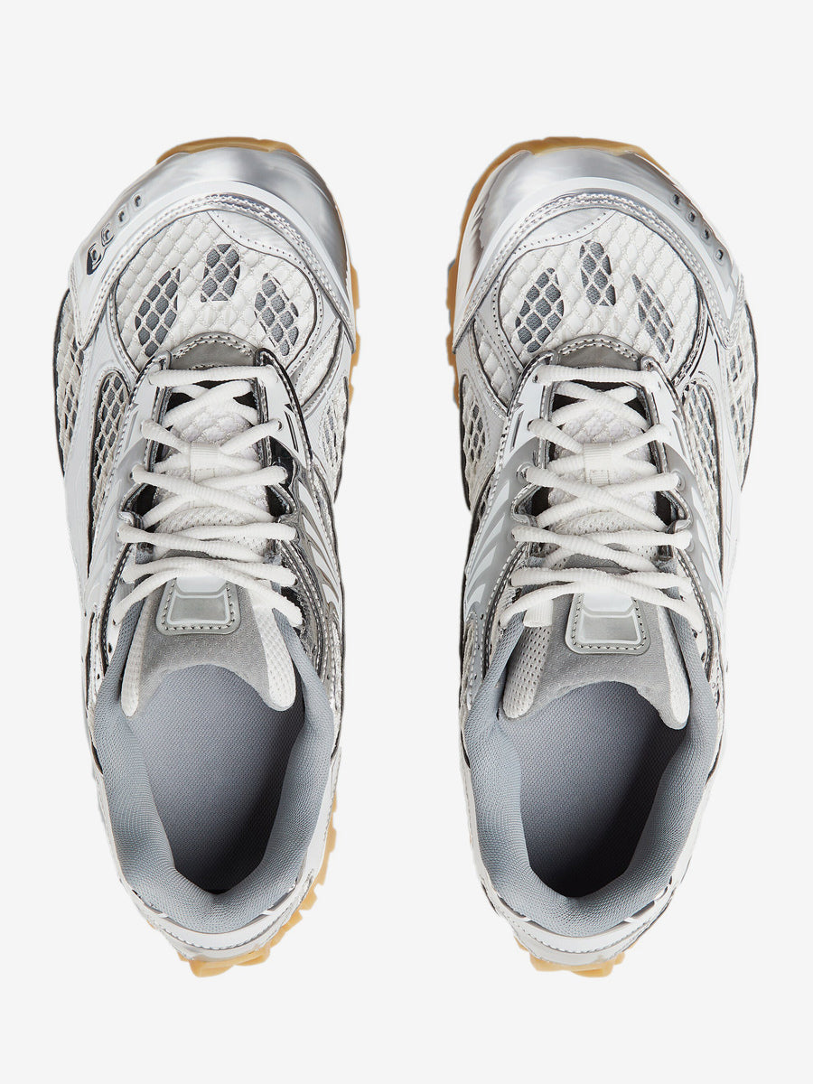 green round toe lace up contrast panel trainers — view 8
