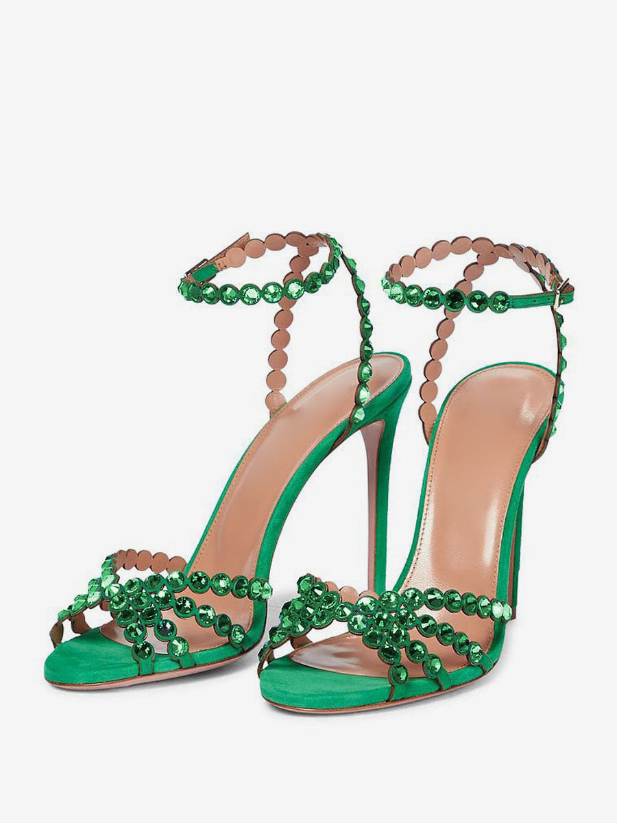 Transparent Open-Toe Ankle-Strap Stiletto Sandals — view 2