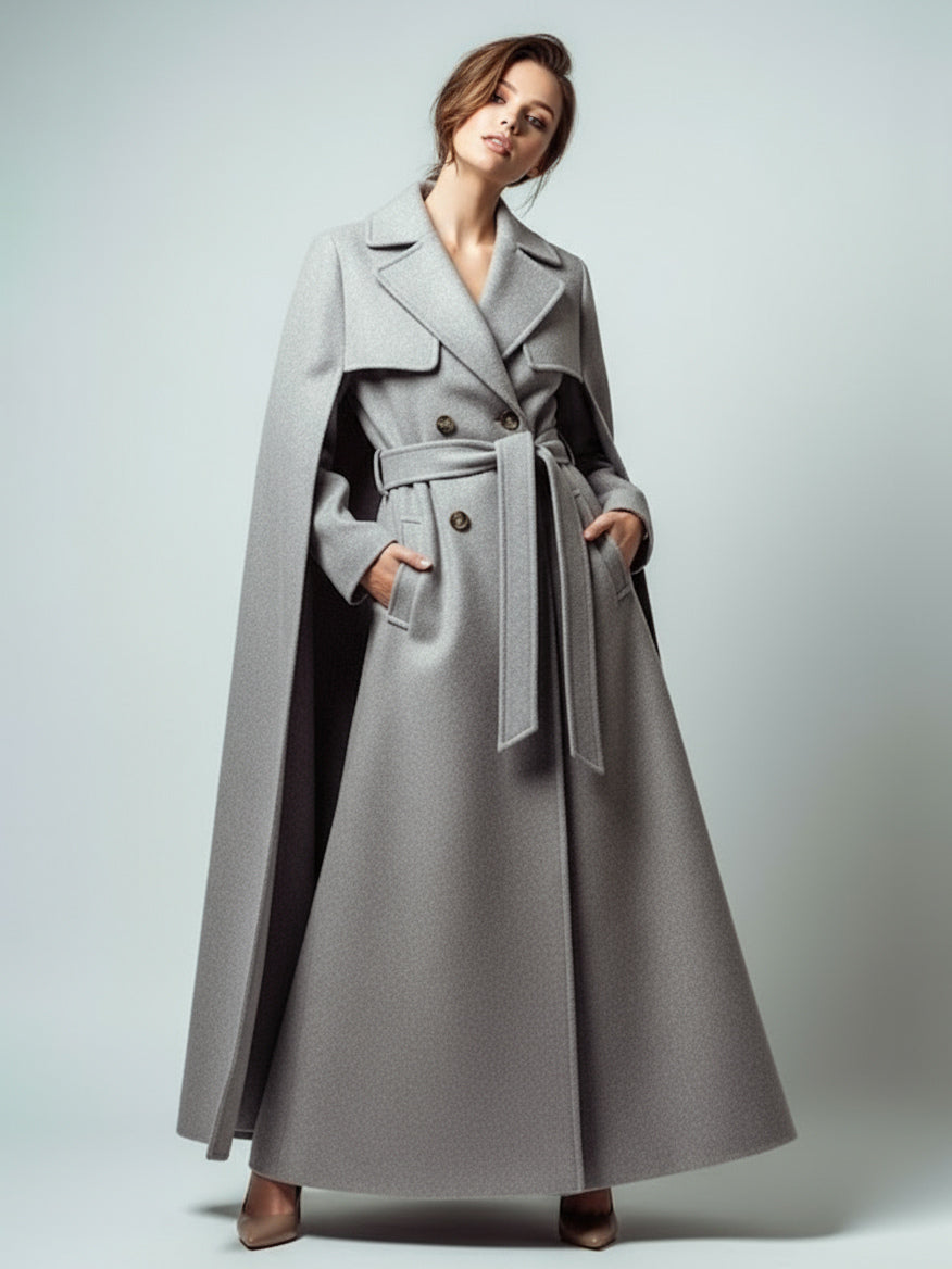 Green Belted Double-Breasted Maxi Coat — view 12