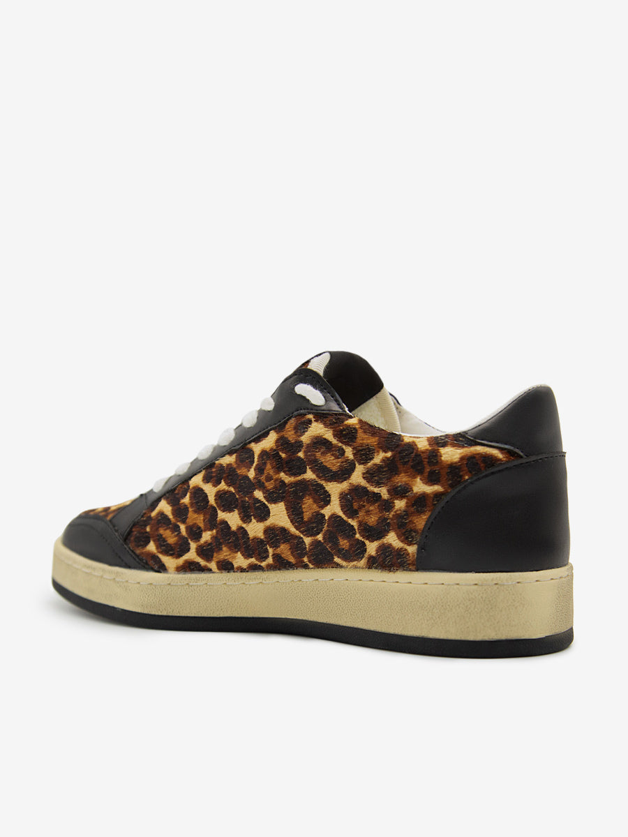 khaki lace up leopard print trainers — view 6