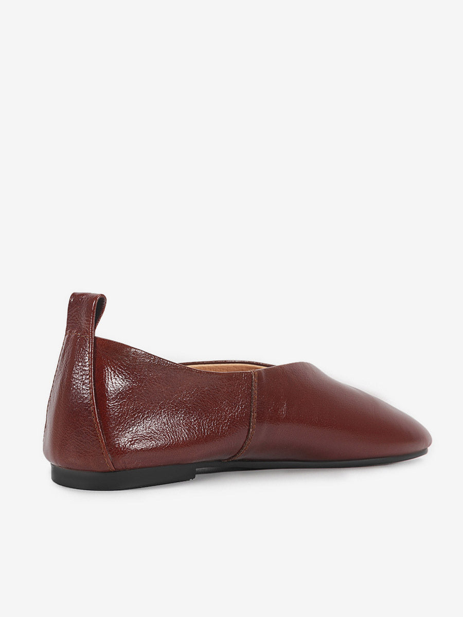 brown square toe slip on ballet flats — view 8
