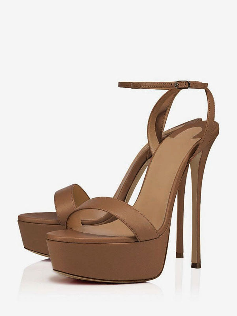 Nude Ankle-Strap Platform Stiletto Sandals — view 1