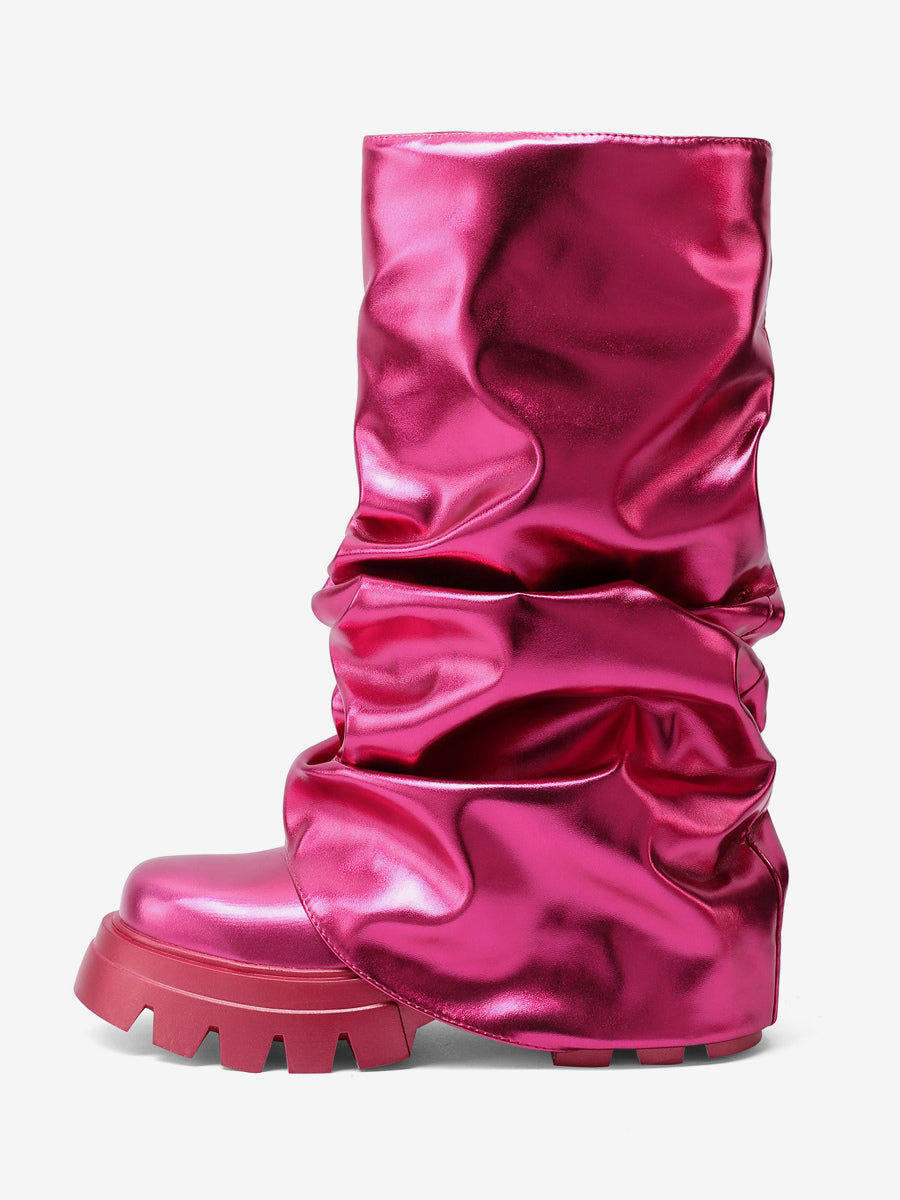 Gold Round-Toe Ankle Boots — view 8