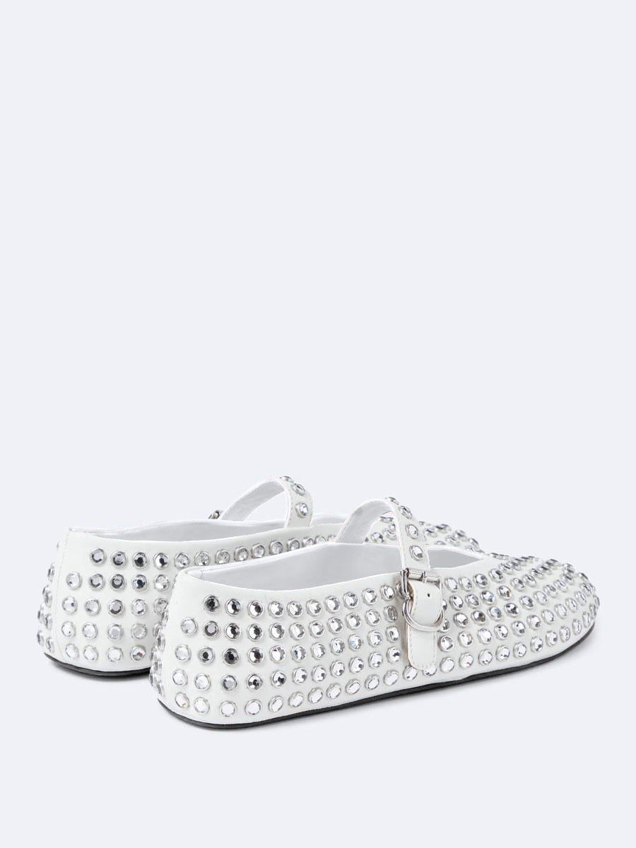 Red Round-Toe Embellished Ballet Flats — view 6