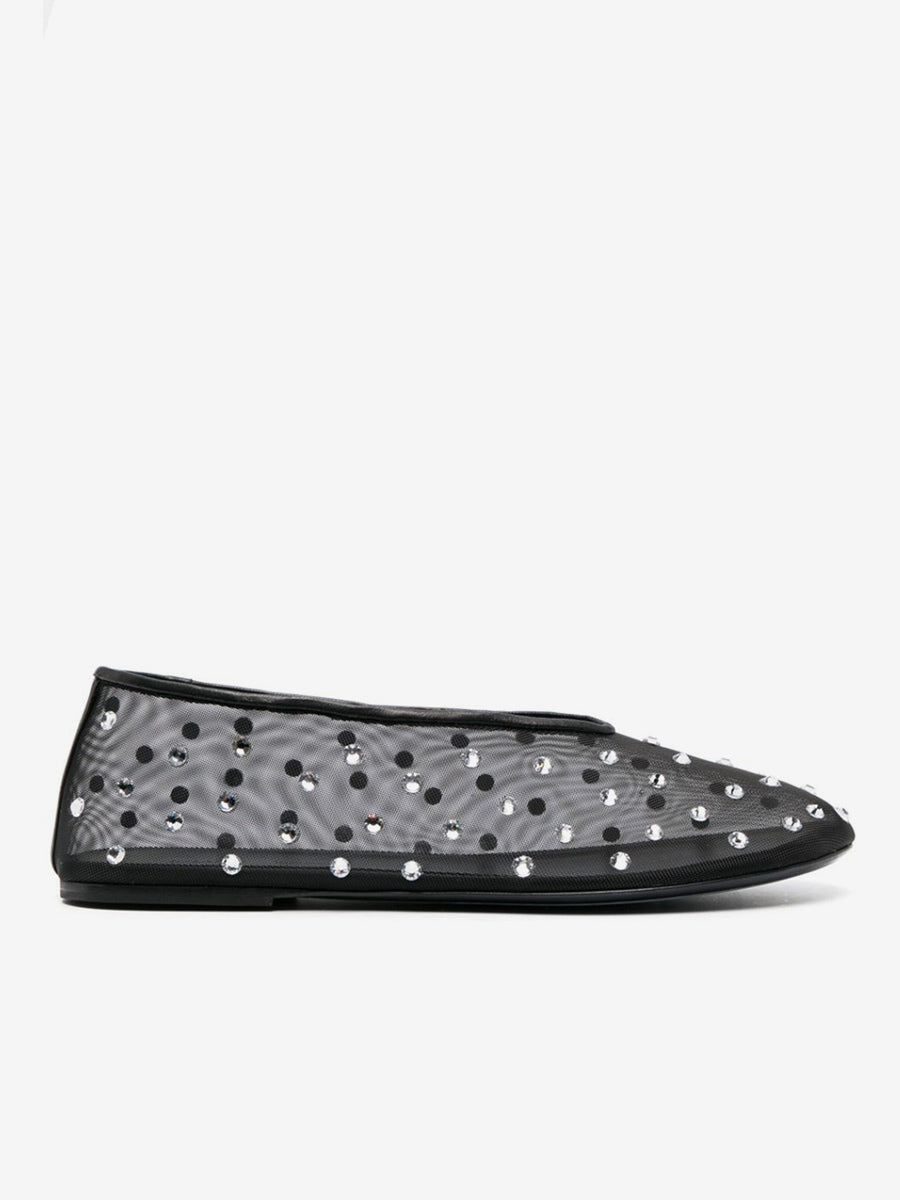 apricot round toe embellished sheer ballet flats — view 6