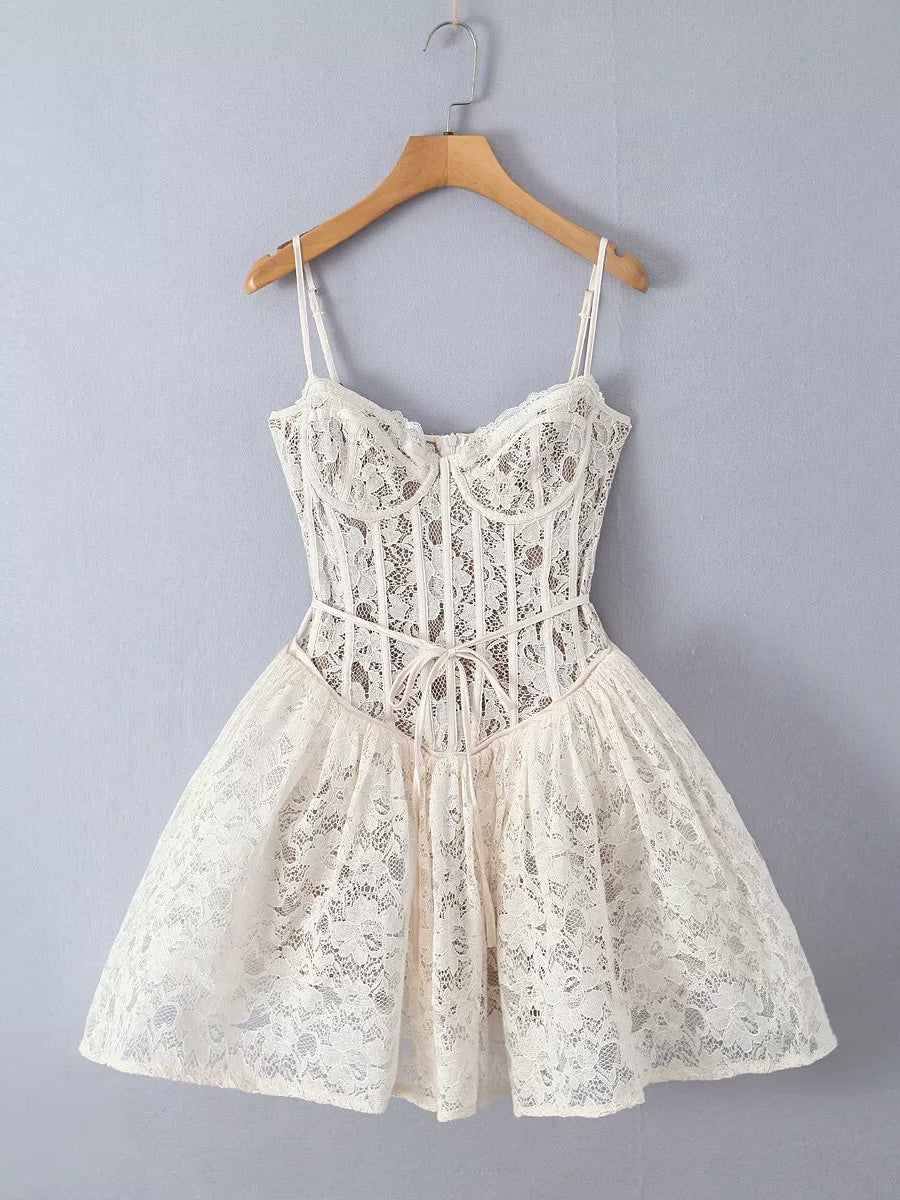 Ivory Sweetheart Lace Mini Dress — view 5