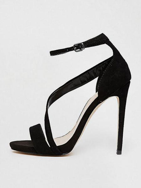 Black Open-Toe Strappy Sandals — view 6
