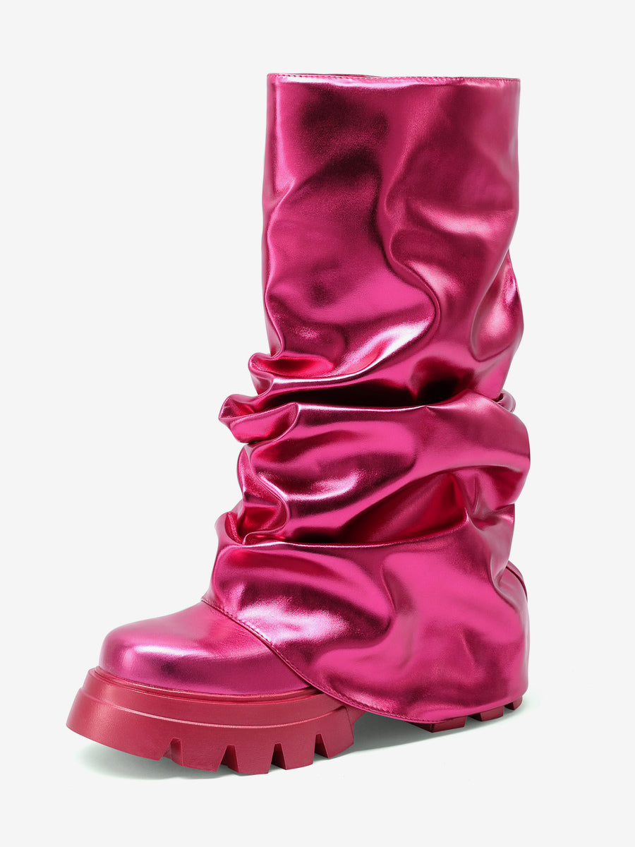Gold Round-Toe Ankle Boots — view 7