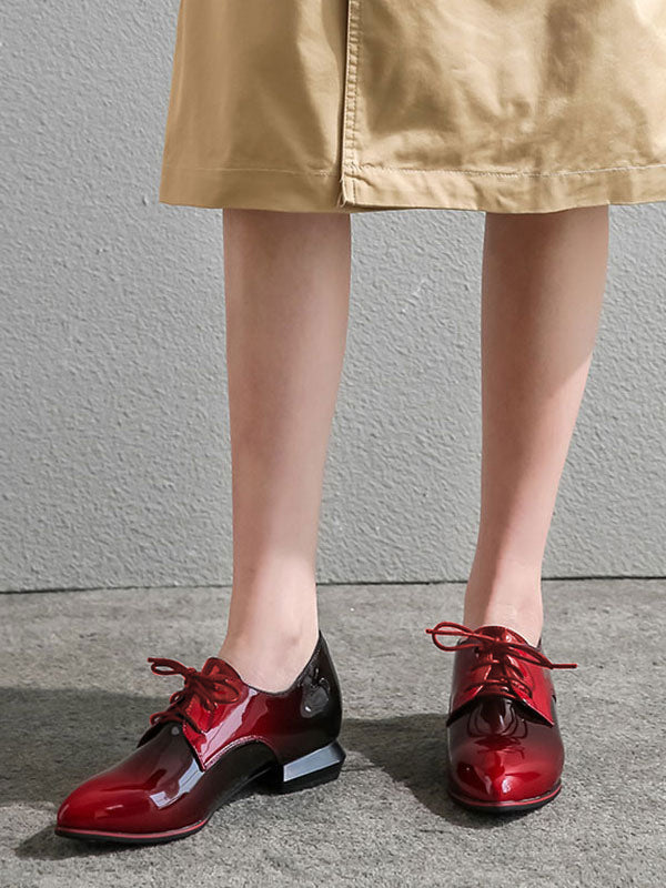 Purple Pointed-Toe Lace-Up Loafers — view 6