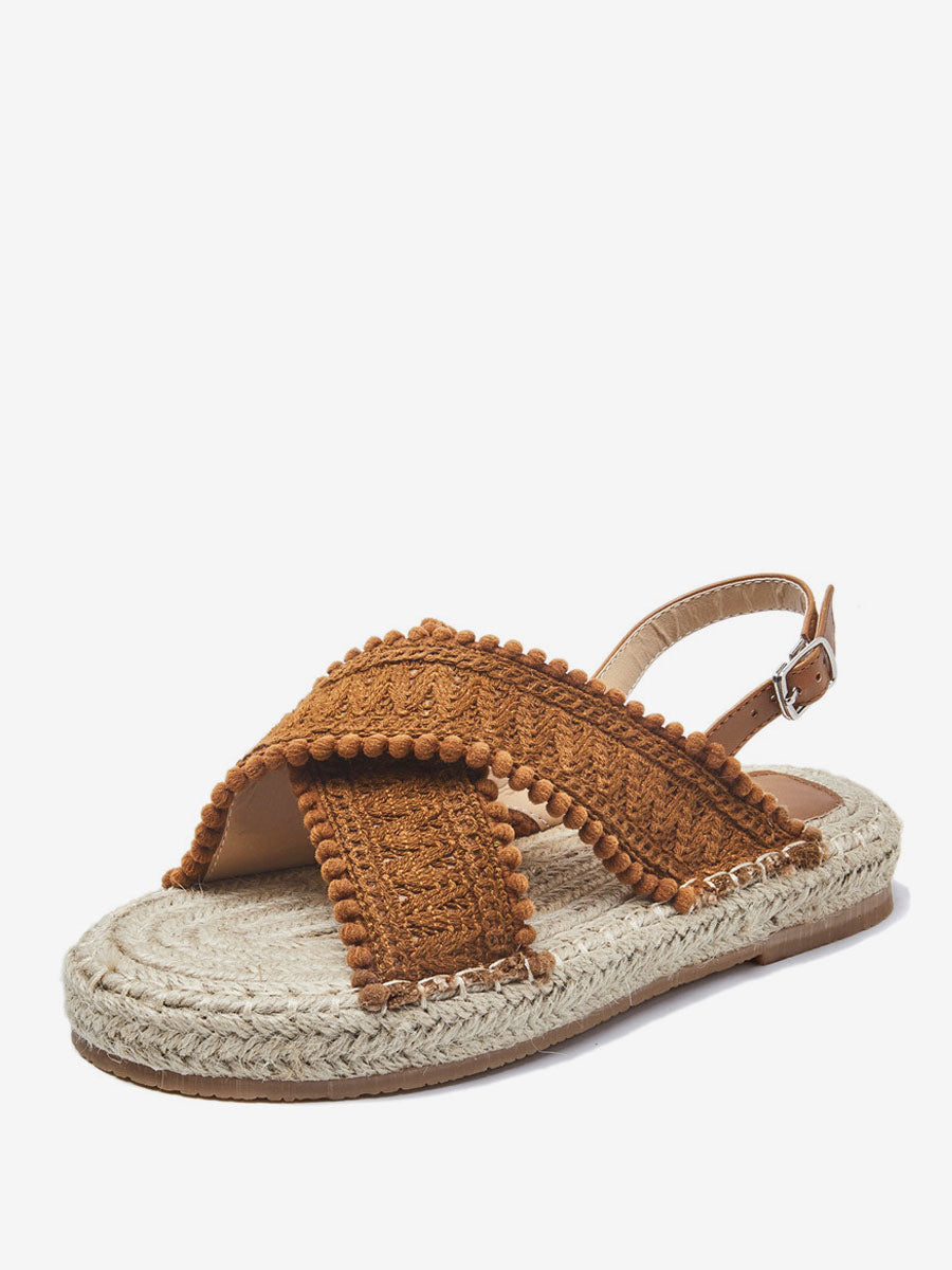 Apricot Round-Toe Lace-Up Sandals — view 6
