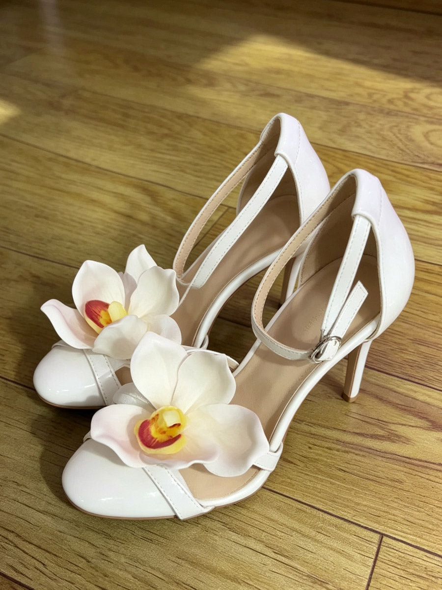 Green Open-Toe Satin Heels — view 6