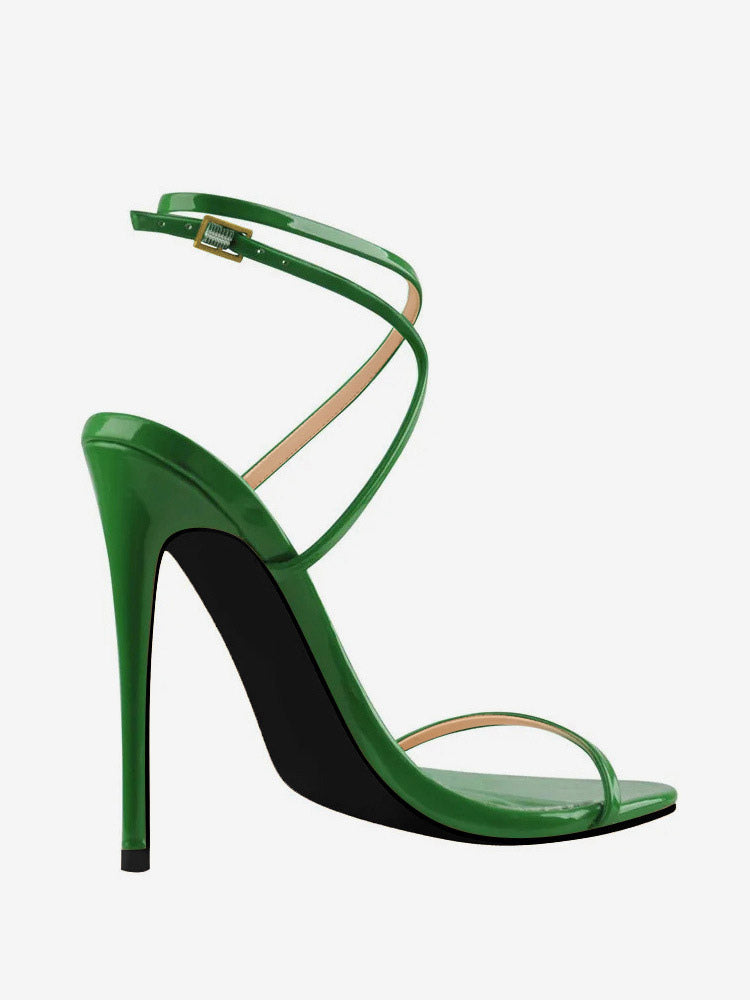 Green Open-Toe Stiletto Sandals — view 5