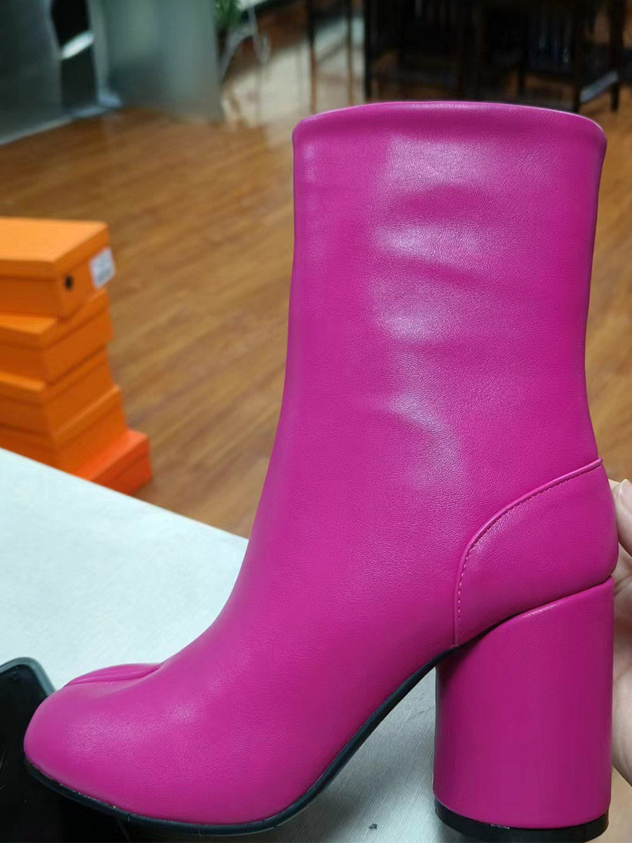 Yellow Square-Toe Block Heel Ankle Boots — view 5