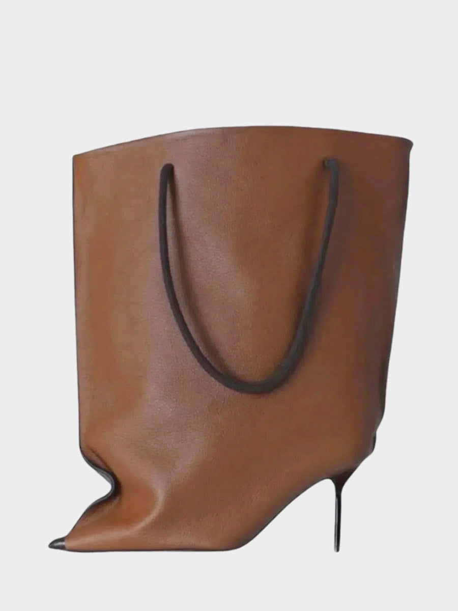 Brown Pointed-Toe Ankle Boots — view 12