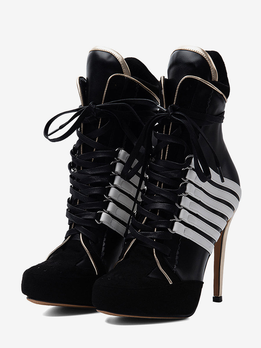 black pointed toe ankle boots — view 9