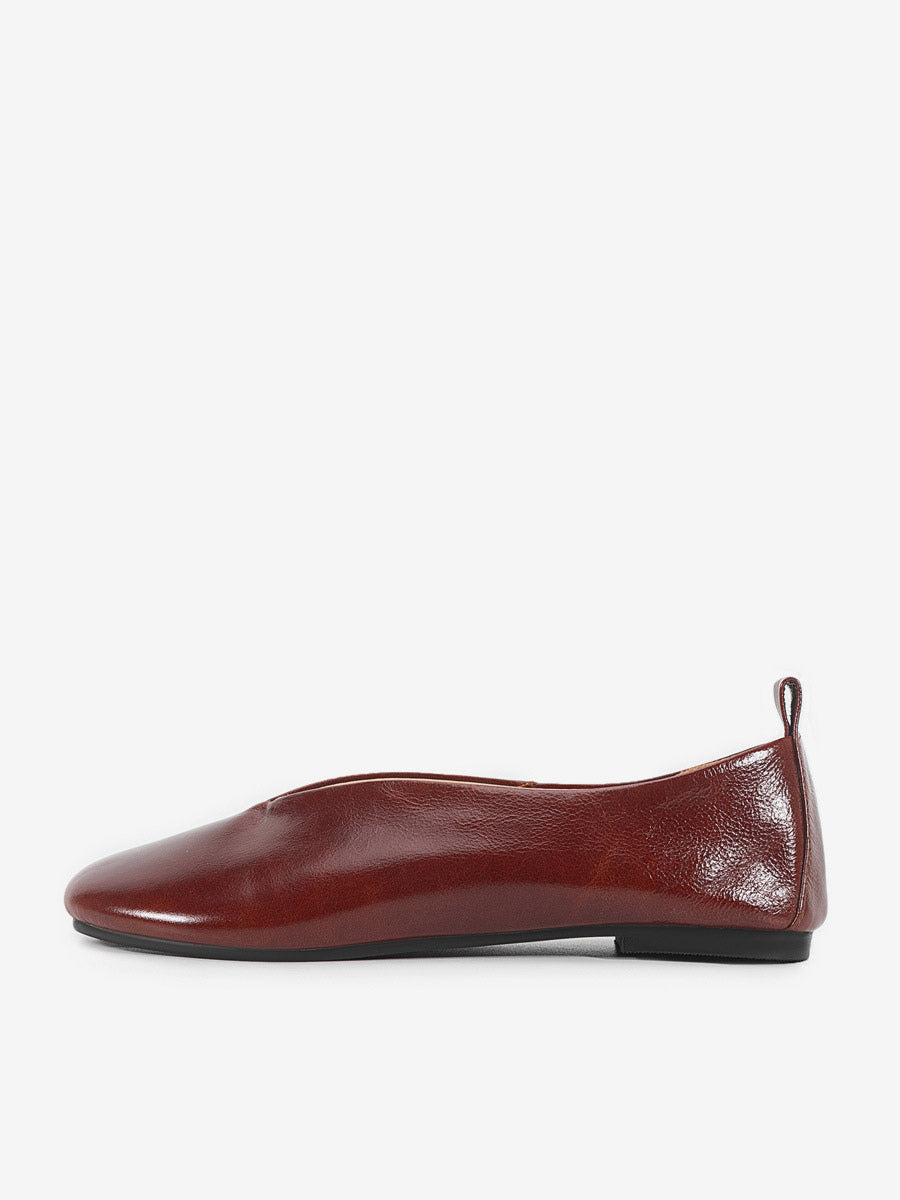 brown square toe slip on ballet flats — view 6