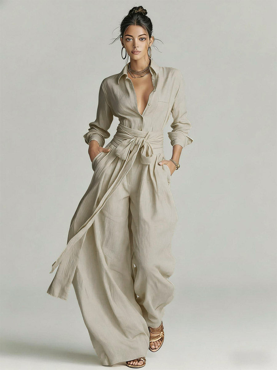 Apricot Linen Two-Piece Set — view 1