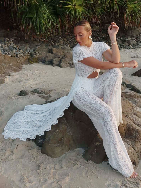 white short sleeve maxi dress — view 3