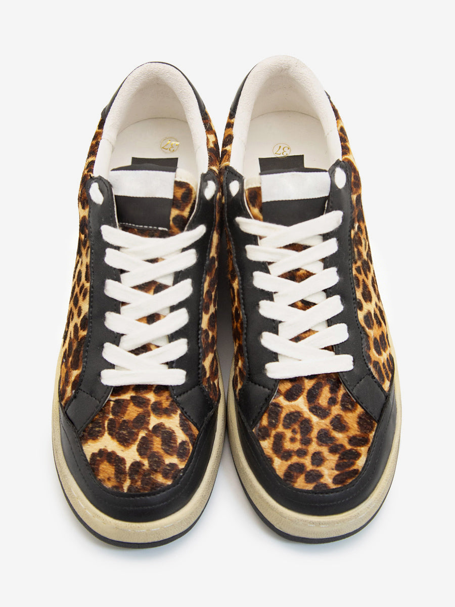 Khaki Lace-Up Leopard Print Trainers — view 4