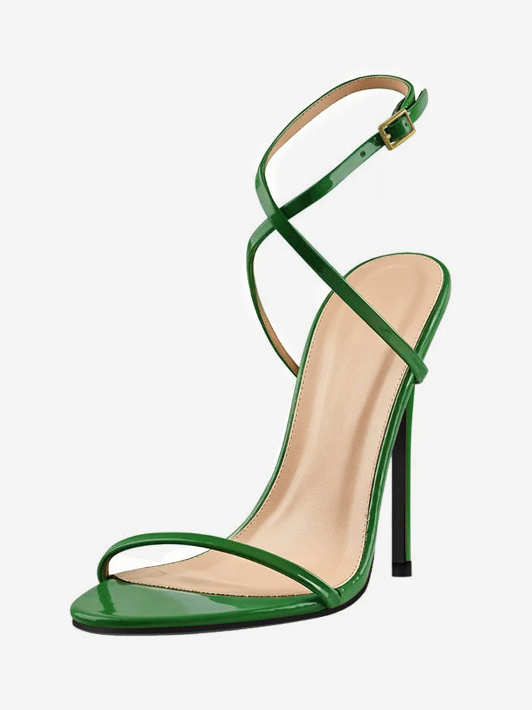 Green Open-Toe Stiletto Sandals — view 4