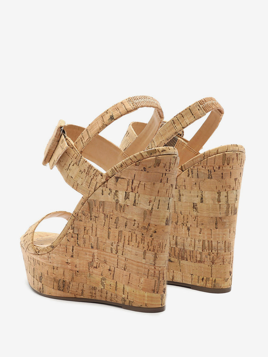 purple open toe platform buckle wedge sandals — view 7