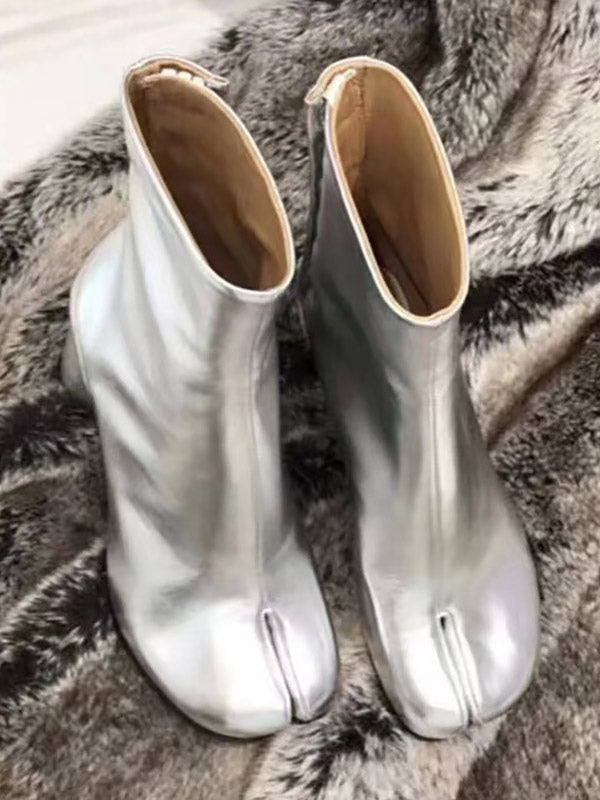 yellow square toe block heel ankle boots — view 4